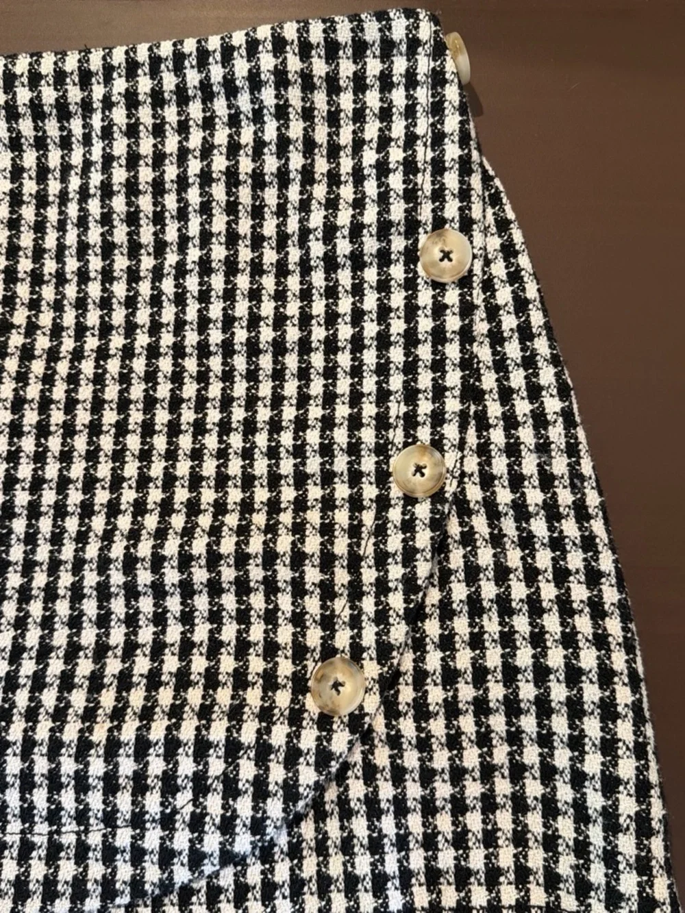 Anthropologie Maeve Houndstooth Button-Front Mini Skirt - Black & White - Picture 3 of 6
